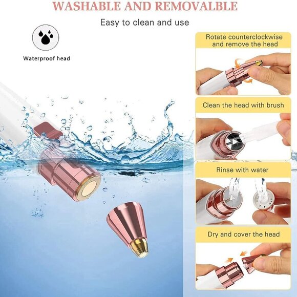 Facial Hair Remover for Women,Nose Hair Trimmer Rechargeable 2-1 Eyebrow Razor P - Picture 5 of 6
